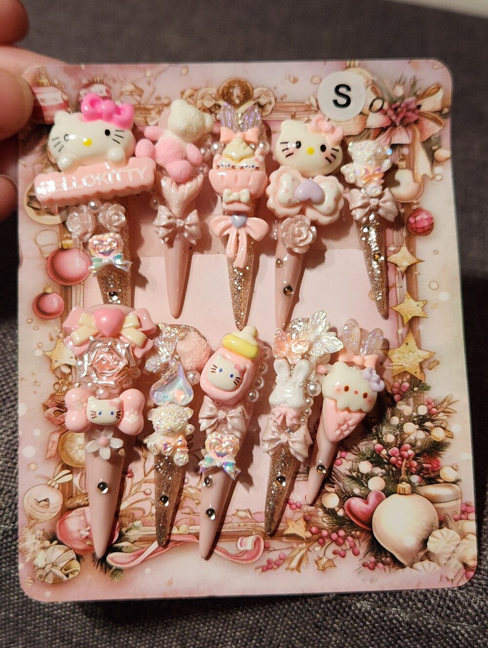 Hello Kitty Pink Press On Nails. Size Small
